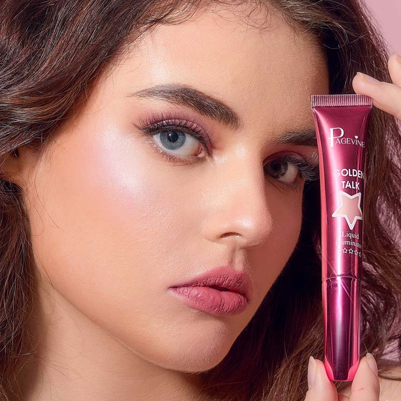 Iluminador líquido PAGEVINE transfronterizo, corrector iluminador de larga duración, sombra de ojos de un solo color con brillo, polvo iluminador rosawee