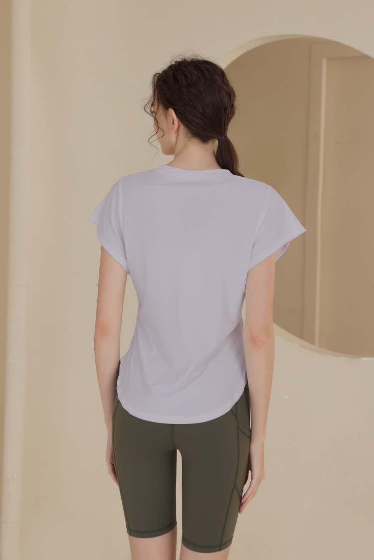 New Snowflake Cotton Breathable Sports Top Women's Short Sleeve T-shirt Running Training Cover Up Slimming Fitness Yoga_voghion.com