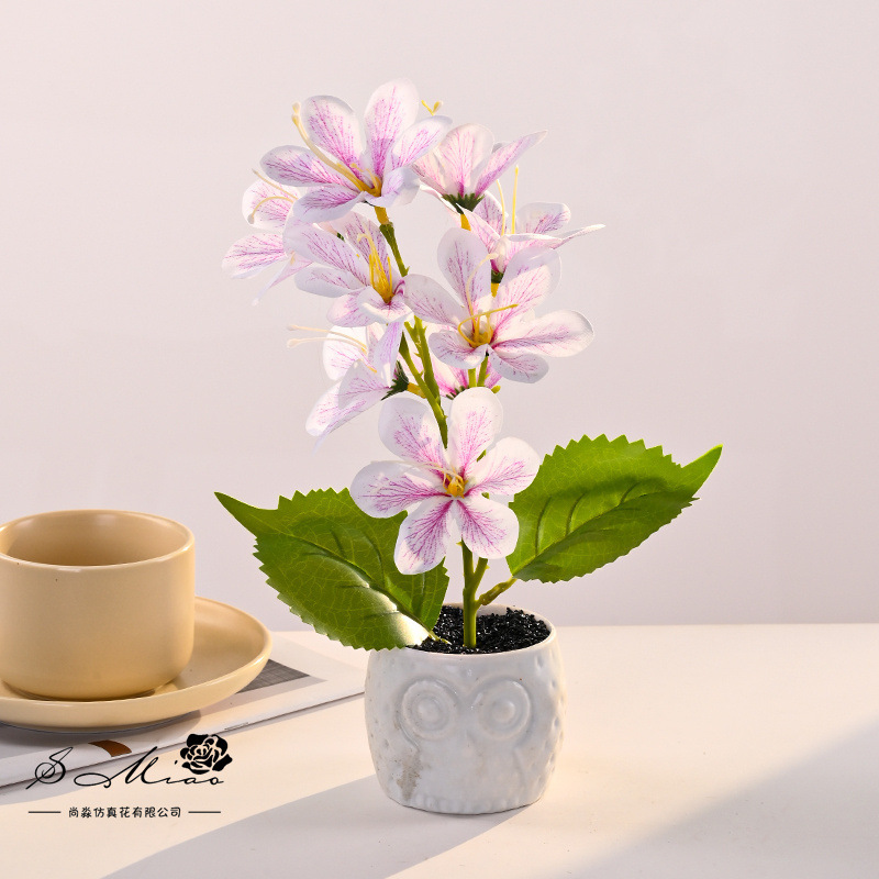9 cabezas de serigrafía pequeña magnolia bonsai flor de simulación creativa decoración de estudio fotográfico para el hogar decoración planta verde artificial simulación en maceta image 11