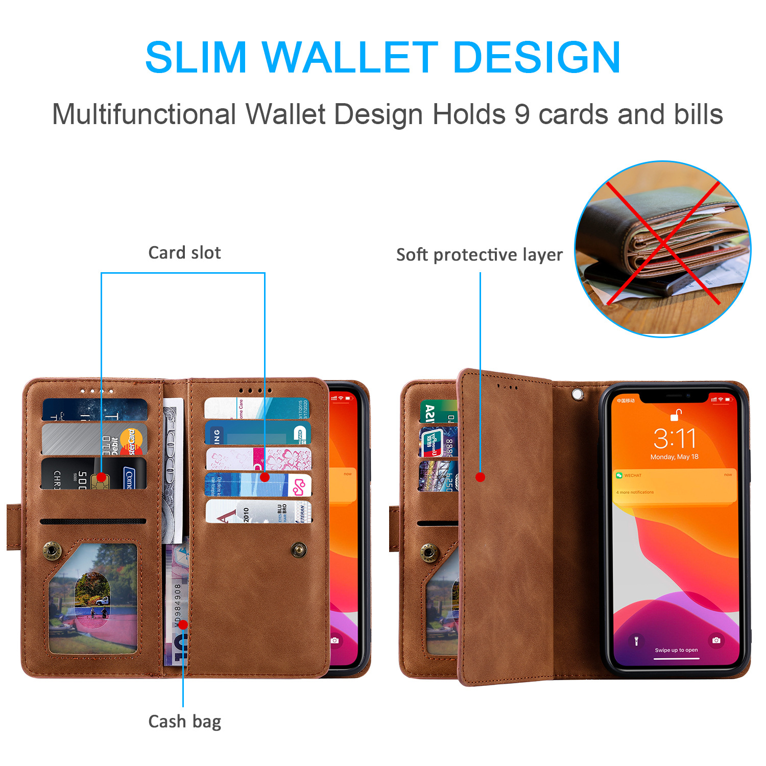 Phone Case For Iphone 15 And Apple 14 Creative Card Holder Cover_voghion.com