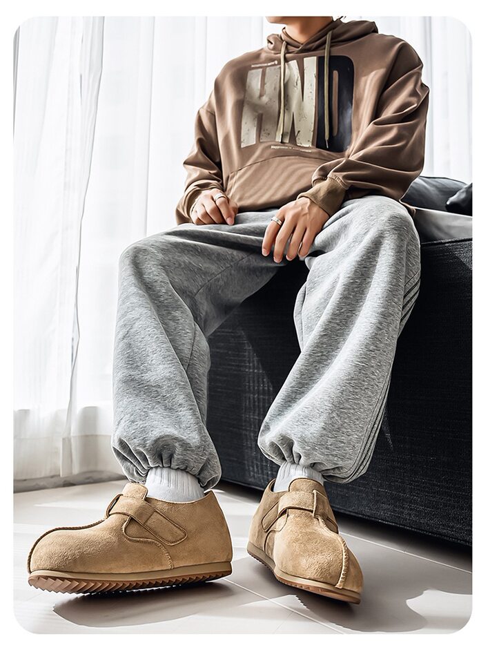 Giày lười nam mũi tròn phong cách retro, dễ xỏ, chống trượt, gót vừa 3-5 cm — 2873 màu kaki, 2873 màu vàng, 2873 màu đen chi tiết 13