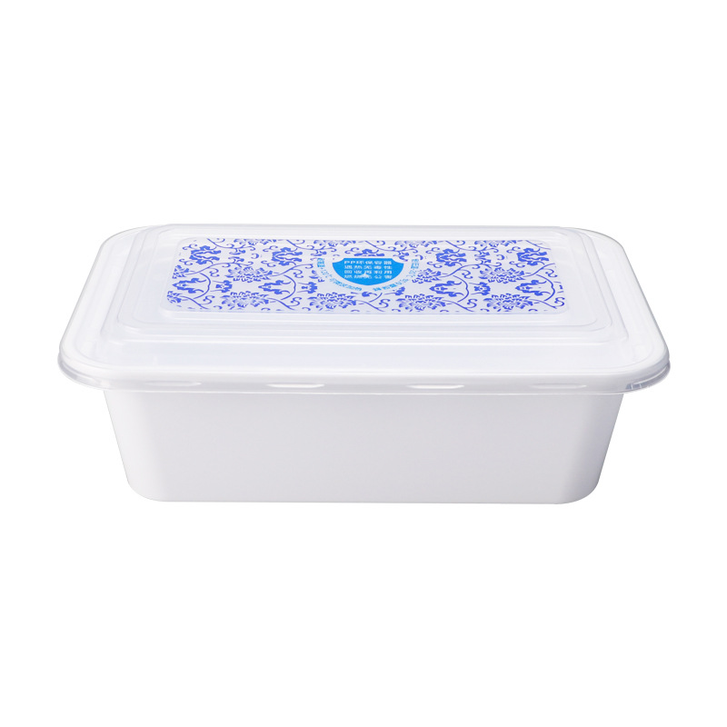 Caja de almuerzo desechable con tapa caja de almuerzo de plástico azul y blanco caja de almuerzo de arroz caja de comida CAJA DE PESCA DE FRUTAS caja de embalaje para llevar