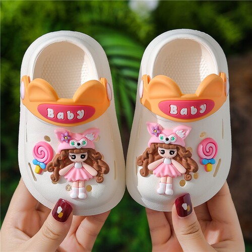Children's cartoon sandals summer soft-soled non-slip baby girls bathroom bathing Baotou children's hole slippers