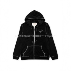 日系美式时尚新款夏季水洗长袖连帽衬衫个性印花宽松休闲卫衣外套