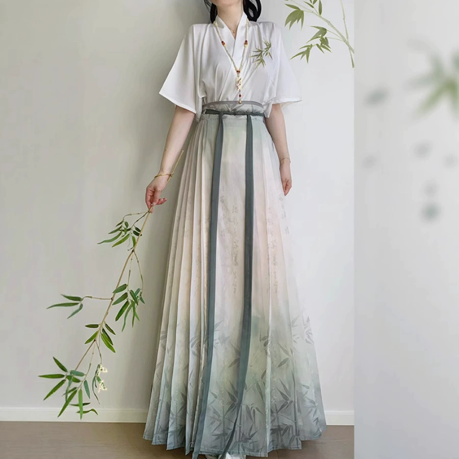 Женская юбка Hanfu с вышивкой династии Мин, новая юбка Mamian в китайском стиле в национальном стиле, повседневная летняя тонкая стильная юбка