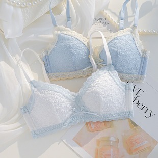 French Girl's Sweet Retro Lace Pure Desire Sexy Underwear Small Chest Gather-free Rings Fresh and Comfortable Bra