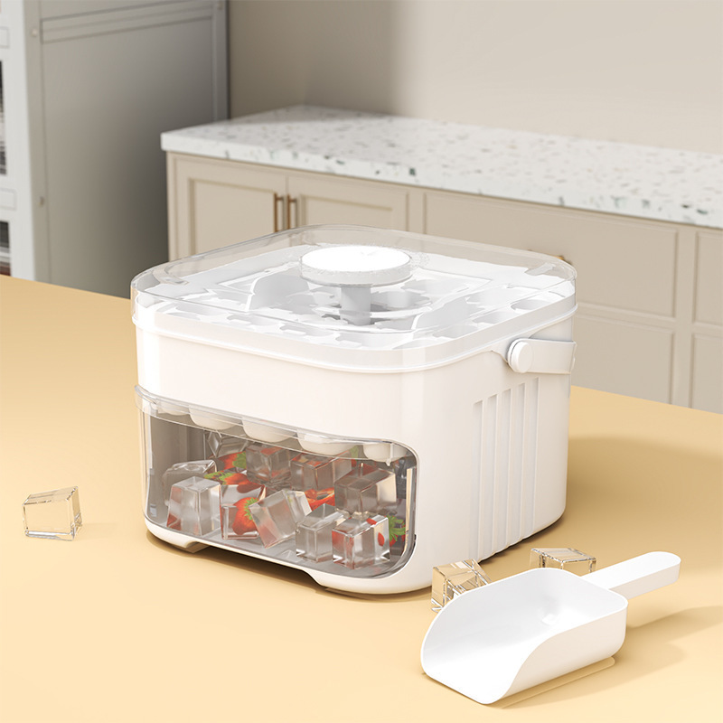 按压冰格冰块模具制冰盒易脱模塑料磨具冰桶大容量储冰家用食品级|undefined