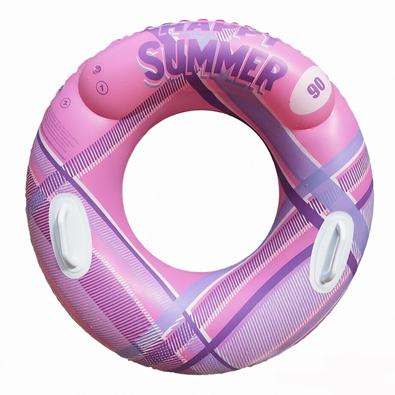 Transfronterizos ampliados con mango de barco de anclaje arco iris anillo de natación para adultos anillo de natación infláble arco iris de gran tamaño para hombres y mujeres