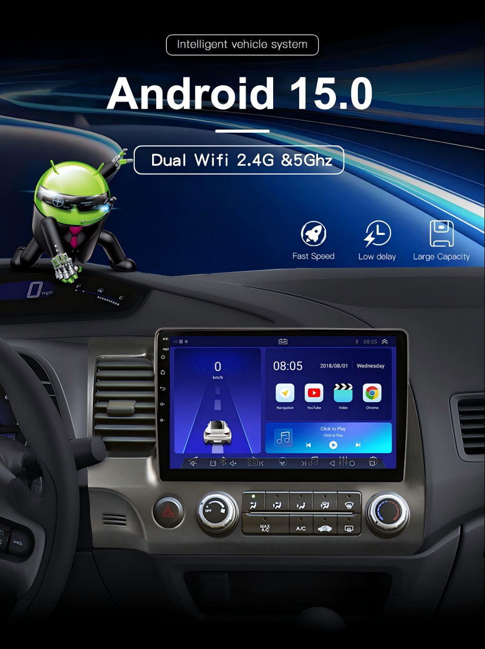 Cross-Border Suitable for 06-11 Honda Civic Wireless Carplay Android Gps Car Navigator