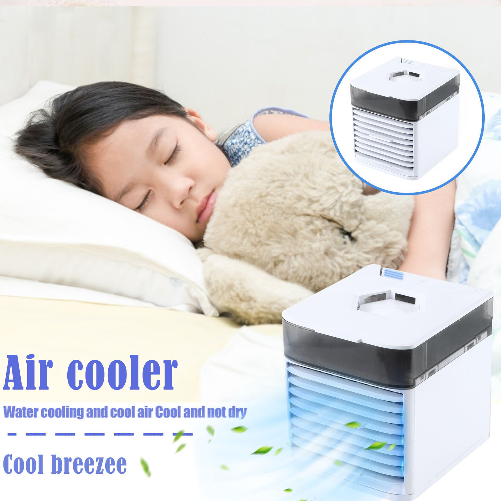 Cross-border new product summer portable mini air cooler USB small fan ice crystal mini air conditioner air cooler