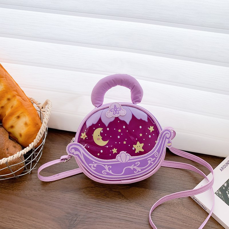 Bolsa de princesa infantil creativa 2025 nueva moda luna cama de caricatura animada niña portátil bolsa de tramo inclinada