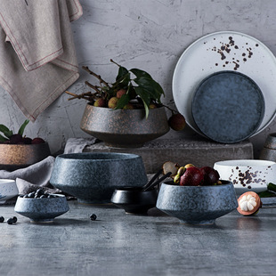 Creative Western-style Tableware Ceramic Rice Bowl Vegetable Bowl Noodle Bowl Soup Bowl Retro Large Bowl Dessert Bowl Salah Bowl Xiaoqin Xuan