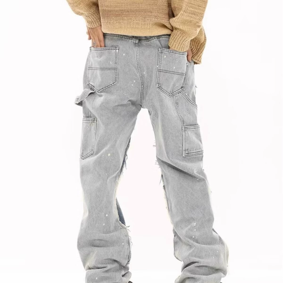 Американский краситель на галстуках светло-голубые джинсы Gaojie мужской национальный прилив микро-рог дизайн чувство ниши брюки пара красавчик