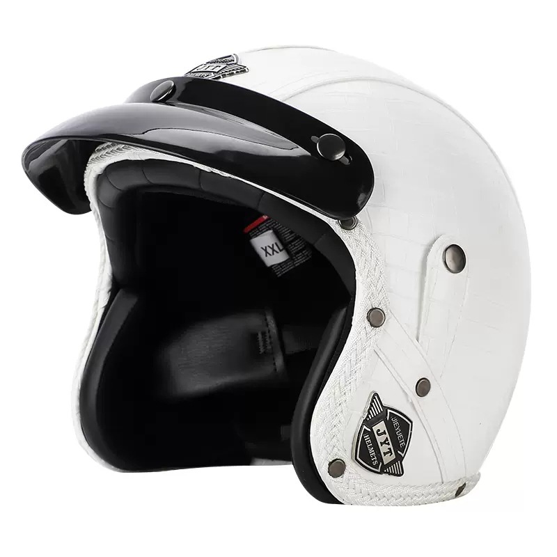 Una pieza emitida en nombre del nuevo estándar nacional 3C retro 3/4 medio casco motocicleta eléctrica pedal de verano máquina de crucero casco de cuero para hombres y mujeres
