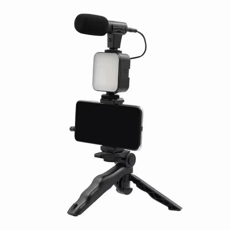 AY49 Photography Video Live Streaming Portable Desktop Tripod with Ring Light Mobile Phone Clip Microphone