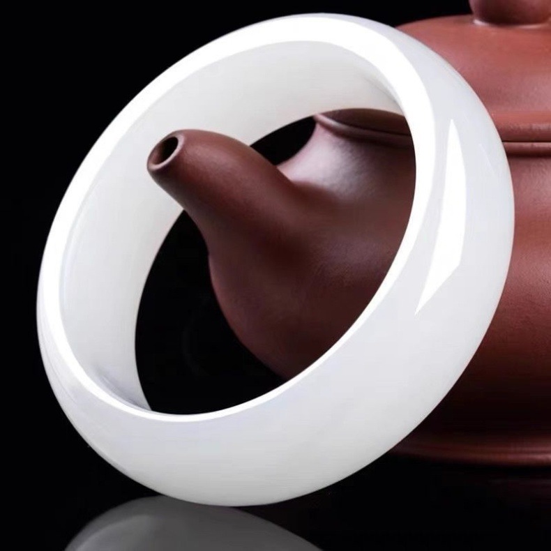 Vòng tay ngọc Hetian Tân Cương màu trắng xanh nhạt, đường kính trong 53–62 mm — [Kích thước trung bình] Kiểu dáng thông thường màu trắng béo mutton là kiểu duy nhất trong cuộc đời tôi, [Kích thước trung bình] Một trong những mẫu thông thường màu xanh và trắng duy nhất là một mẫu trọn đời chi tiết 7