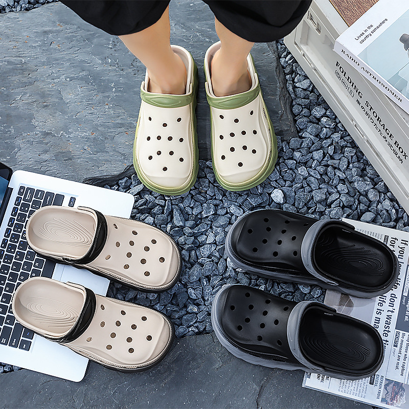 Zapatos con agujeros Sandalias antideslizantes y desodorantes para exteriores de verano para hombres, deportes, playa, ocio, conducción de doble uso, zapatillas transpirables Baotou