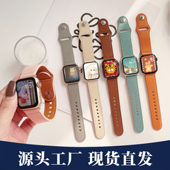 适用苹果iwatchS10/8/9se华为GT小米89pro红米45头层真皮钉扣表带
