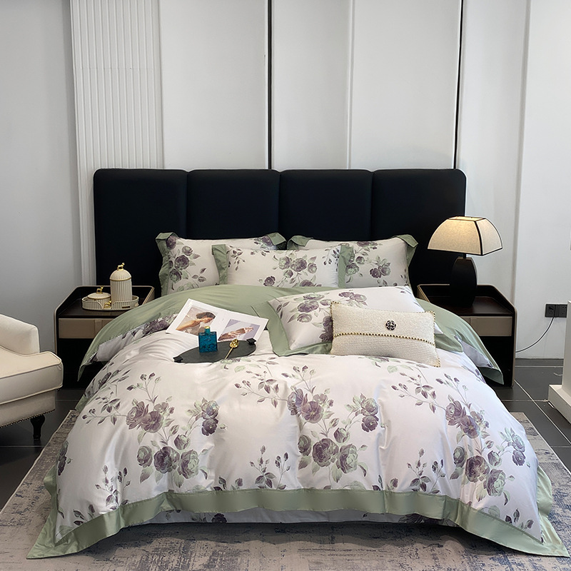 100 xinjiang algodón de lana larga impresión digital de cuatro piezas de sábanas de cama de algodón tipo a cuatro piezas de sábanas