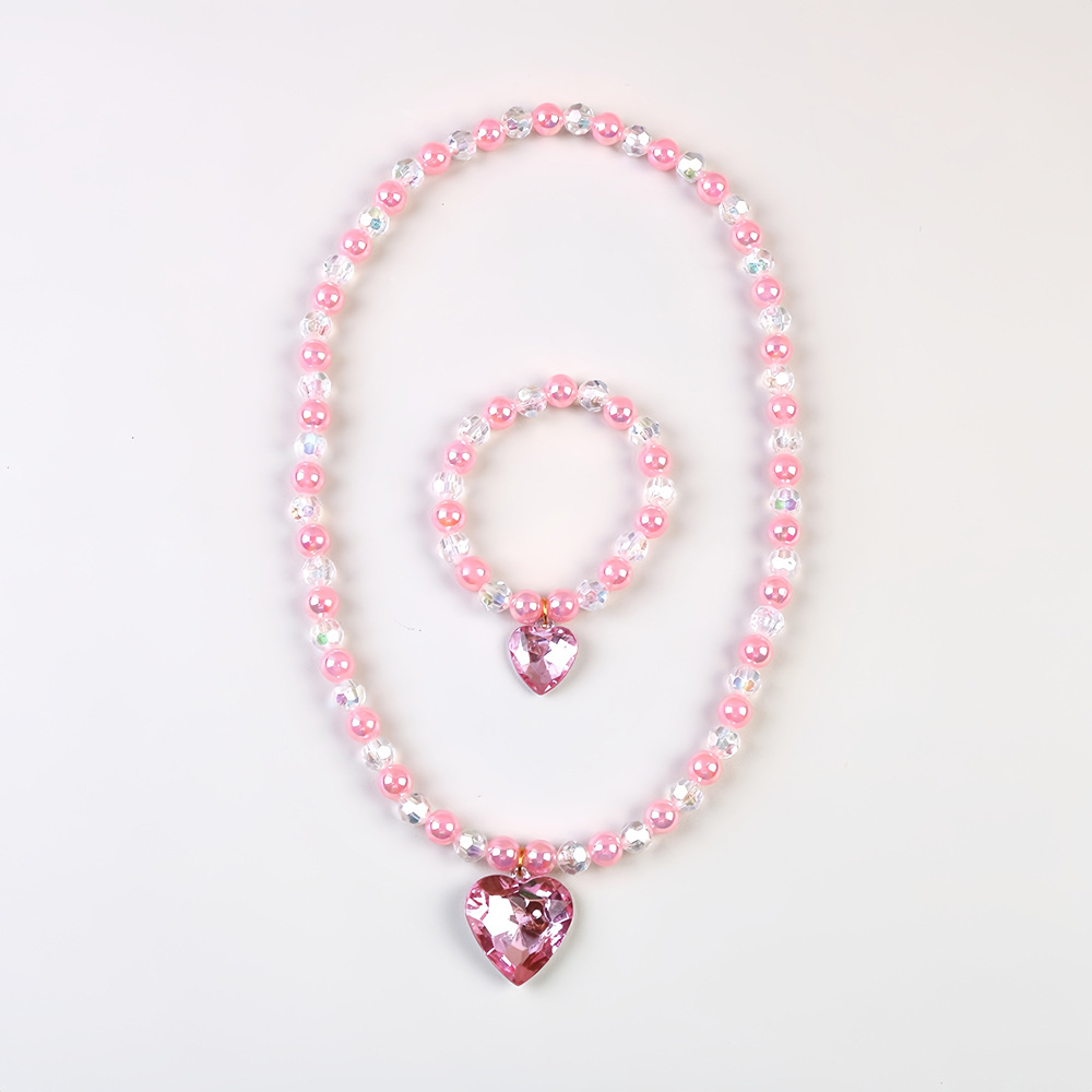 핑크 심장 2 조각 세트 "투명 가방]