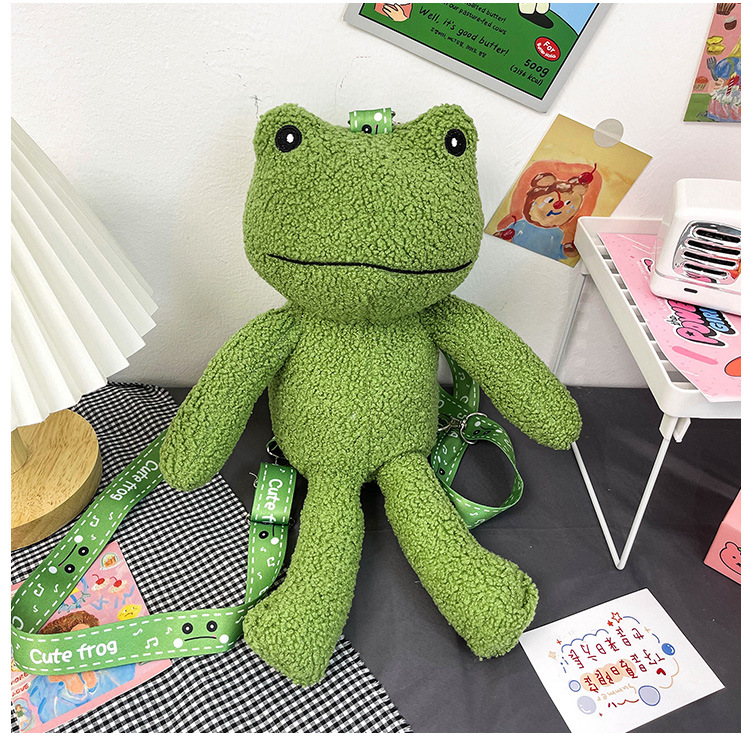 2021 Autumn New stylish and cute green frog single-shoulder crossbody bag wallet plush toy birthday gift for girls undefined