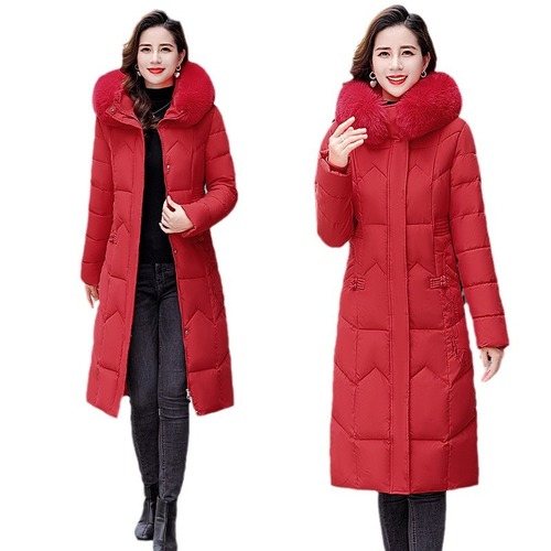 Women's Winter Warmth Mid-Length Fashionable Slimming Knee-Length Padded Jacket New Style Thick Cotton Coat Trendy Casual Women's Wear