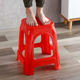 塑料凳子家用加厚成人椅子红色大排档高凳可叠放板凳方凳胶凳批发