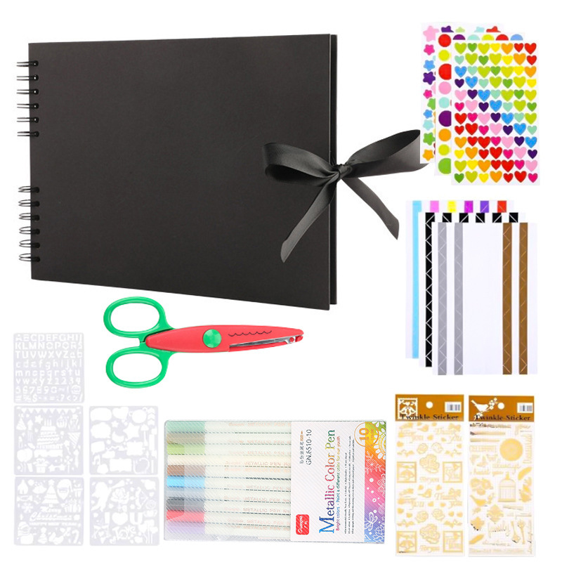 Cross-border hot selling diy family album scrapbook six-piece graffiti black card inner page collection souvenir book wholesale