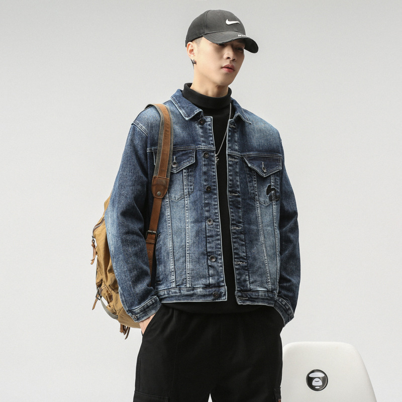 Veste transfrontalière pour hommes d'Amazon portant une veste en jean Joker chemise décontractée tendance pour hommes personnalité mince pour hommes_voghion.com