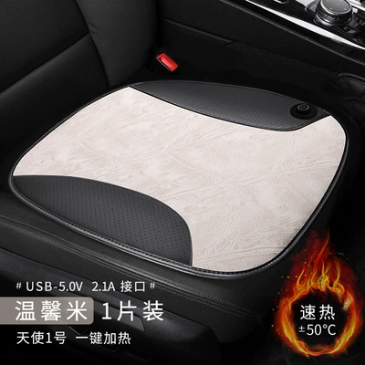 Leather plus flocking heating car Seat cushion, seat cover - warm-rice
