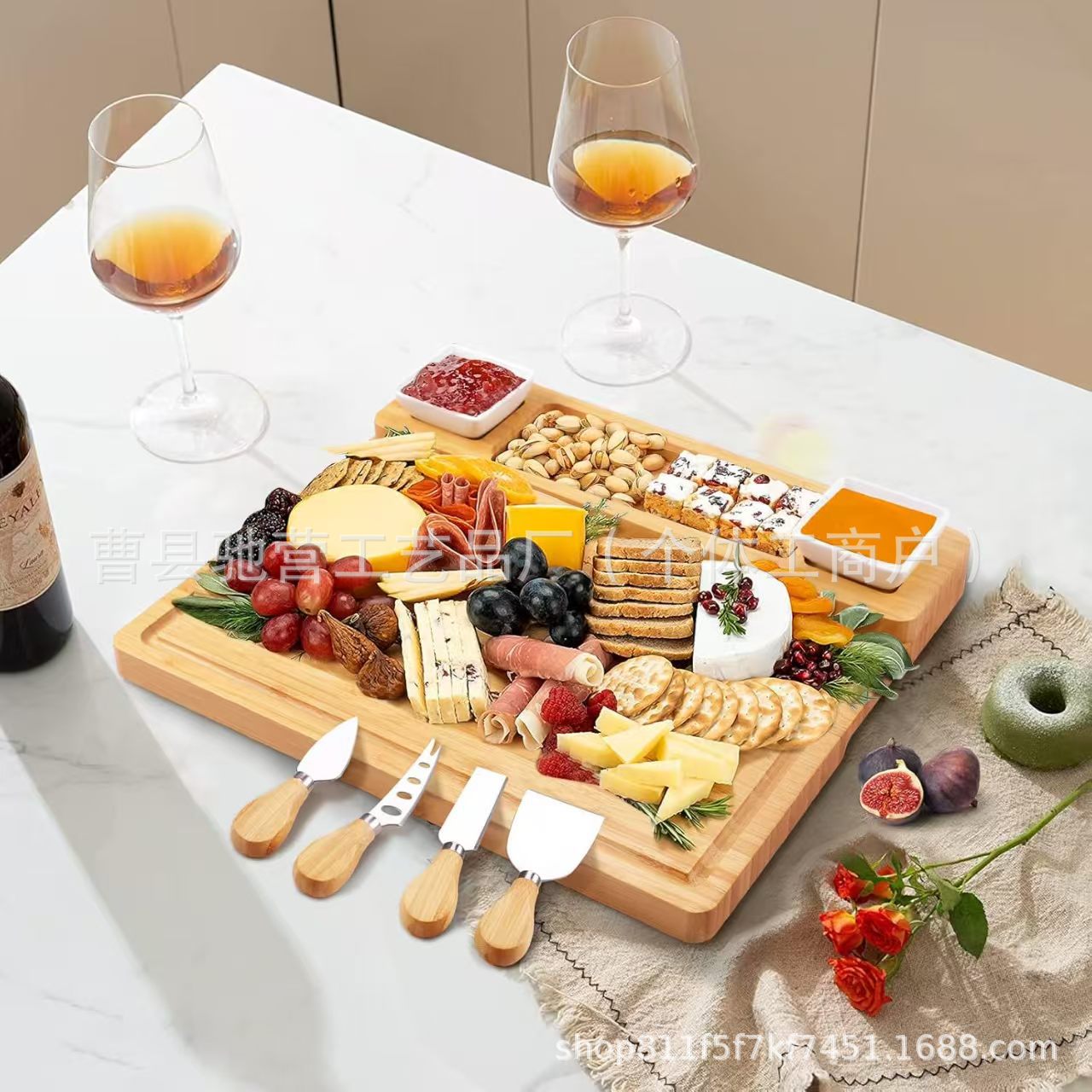 跨境木制面包板现代简约芝士板套装厨房木质芝士奶酪盘切菜板