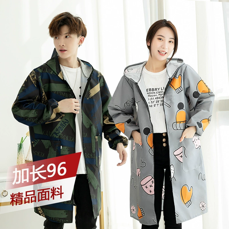 Удлиненное тонкое пальто непромокаемое масляное кухонное домашнее пальто на молнии для взрослых Мужская и Женская рабочая одежда фартук с длинным рукавом