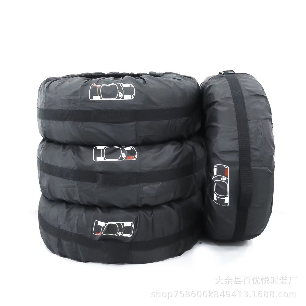 Cross-Border Hot Selling 210 Oxford Cloth Tire Cover Car Spare Tire Cover Snow Tire Storage Bag Wheel Cover Protective Cover