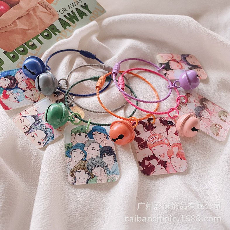 Amazon hot selling cartoon bullet-proof Youth League BTS key ring girl heart bag pendant star peripheral accessories