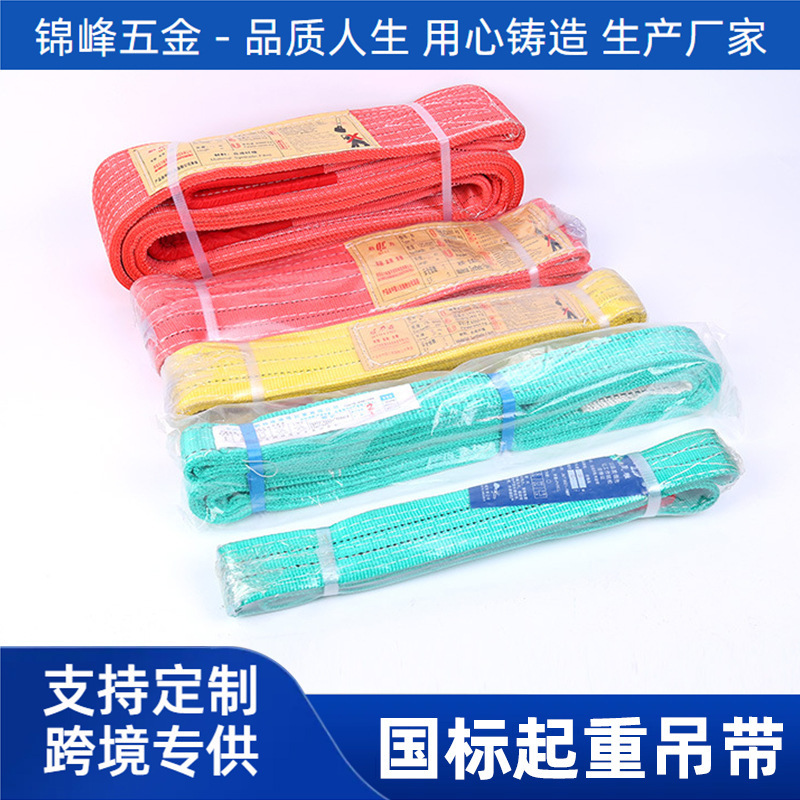 Double-Ended Flat National Standard Lifting Strap with Double Buckles, 4X Tensile Strength Flexible Lifting Sling, Colorful Crane Sling Double-Ended Flat National Standard Lifting Strap with Double Buckles, 4X Tensile Strength Flexible Lifting Sling, Colorful Crane Sling