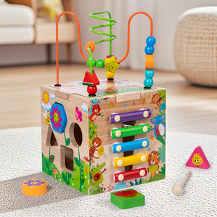 Multifunctional Treasure Box, Bead-Wrapped Piano, Exercise Hand-Eye Coordination Ability, Educational Early Education Wholesale Wooden Toys