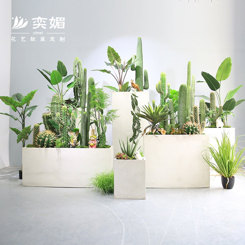 Sun'iy yashil o'simliklar, oq shisha tolali gul idishlari, tuvak o'simliklari, yopiq va ochiq savdo ofisi model xonalari, o'simlik gul qutilari, to'siqlar