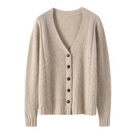 LAZD羊绒外套女开衫现货羊绒衫出口品质单排扣长袖纯色纯山羊绒