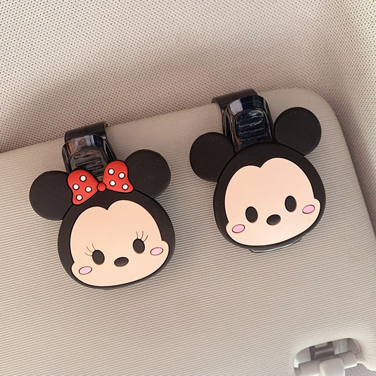Car glasses holder, cute car sun visor storage box, car sunglasses clip, multifunctional card holder