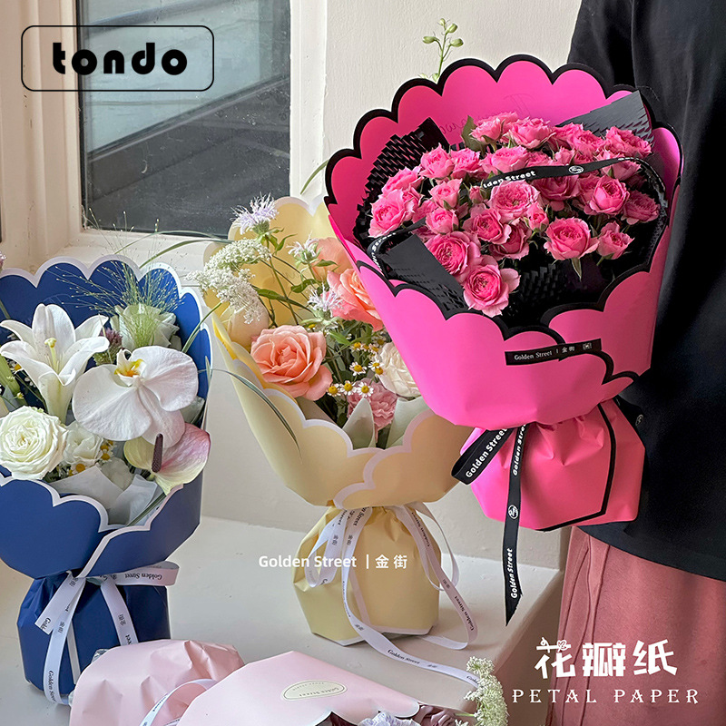 Día de San Valentín ondulado pétalo de papel Perla película flor papel de regalo ramo de rosas flor papel de embalaje Materiales de tienda de flores