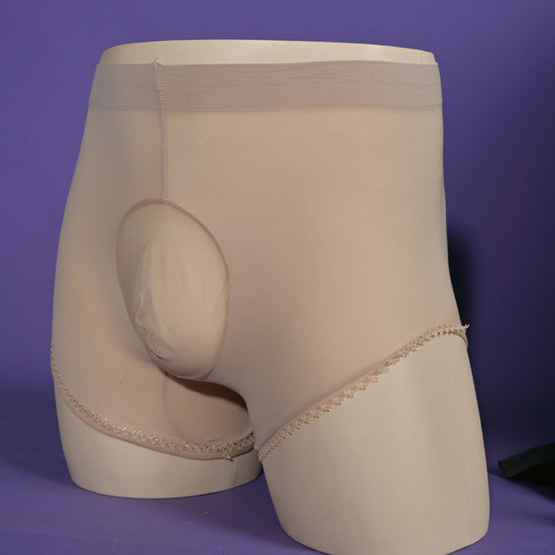 Candy Color Plus Size Triangle Lace/Flat Angle Thin Perspective Underwear Men's Bag Egg Dress and Bullet Separation Silky