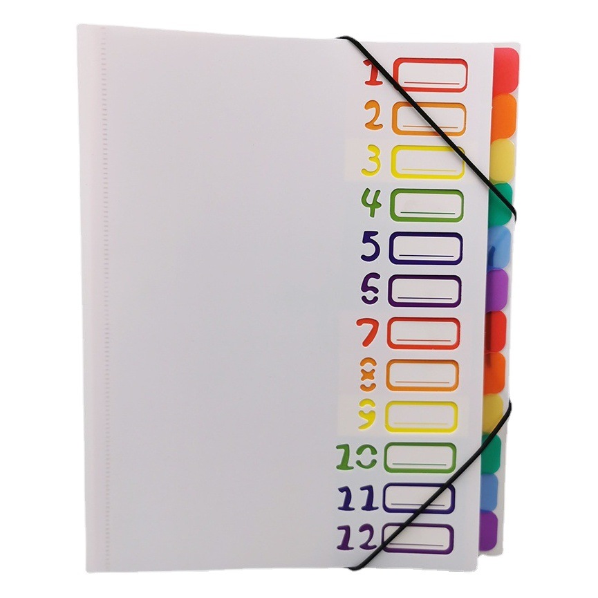 Multi-capa A4 carpeta blanca de datos libro estudiante prueba papel carpeta Arco Iris clasificación página PP carpeta de almacenamiento Carpeta de caso de archivo
