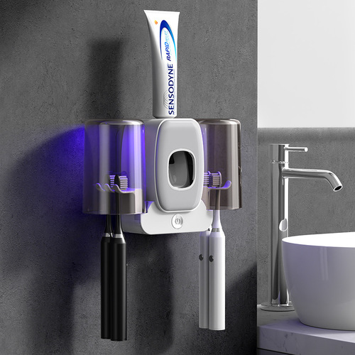 Toothbrush cup holder wall-mounted couple toothbrush holder UV sterilizer smart electric tooth cup toothpaste storage rack