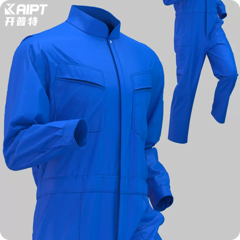 跨境春秋连体工作服纯色立领工装印字机修服车间工厂服劳保服定制