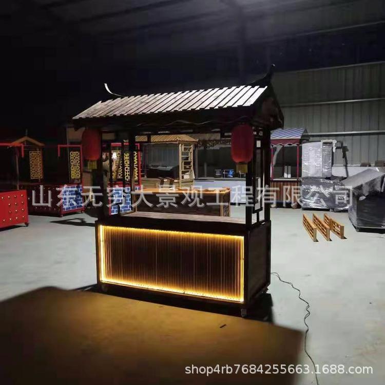 厂家制作商城创意地摊售货车广场售货车景区木质移动小吃美食餐车