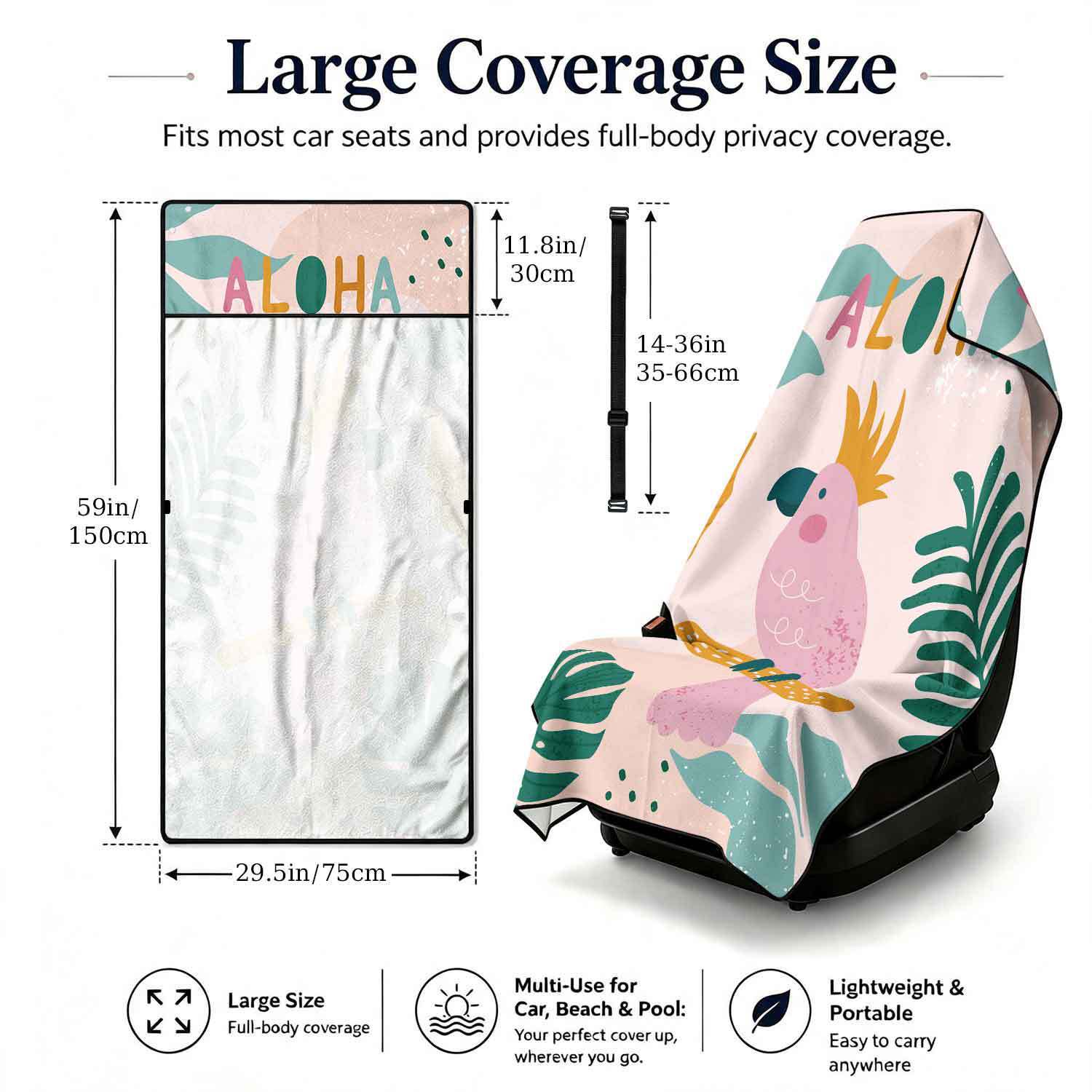Summer bath towel and car seat cover 2-in-1, ultra-fine fiber outdoor beach and car dual-use universal seat cushion