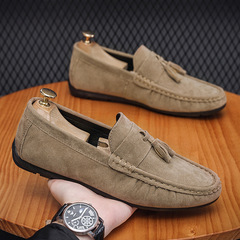 Men's Spring 2023 New Trendy Loafers Slip-on Casual Leather Shoes with Tassel Soft Sole Driving Shoes for Men