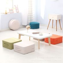 亚麻蒲团坐垫地板可拆洗加厚日式方形卧室客厅榻榻米茶几矮凳坐墩