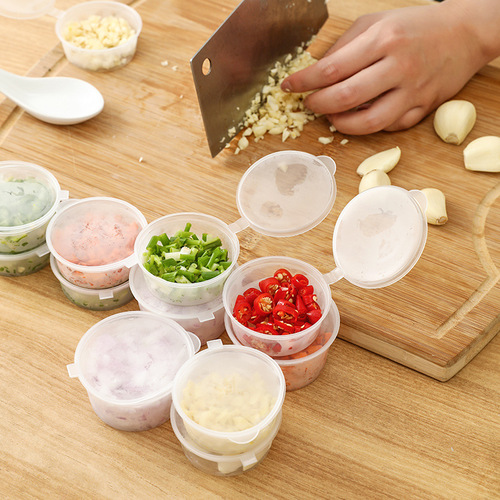 Single-use sauce container, small sauce cup, takeout packing seasoning vinegar, round transparent with lid, soy sauce, integrated plastic box