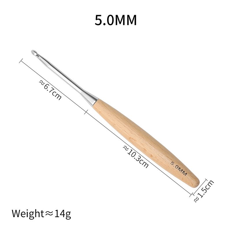 Nuevo suéter de ganchillo con mango de madera transfronterizo, gancho tejido, herramienta de tejido de bricolaje hecha a mano, ganchillo de lana sólida de un solo cabezal
